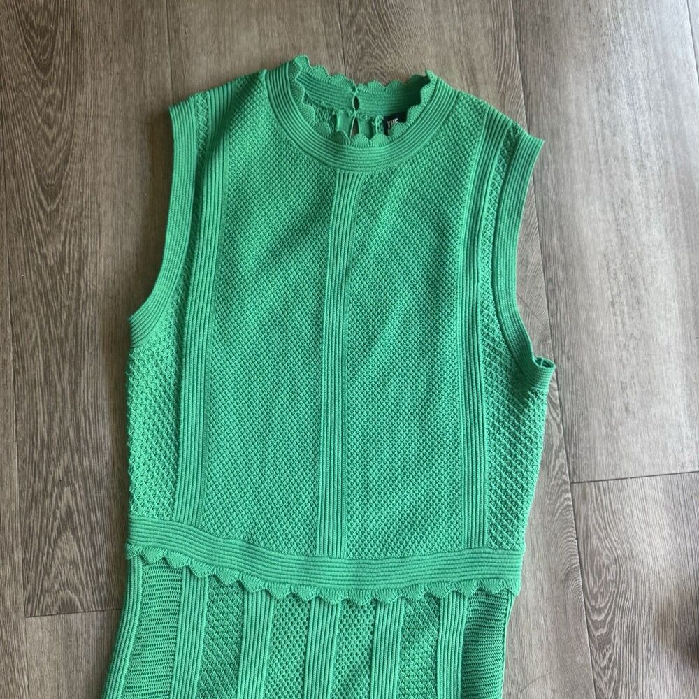 THE KOOPLES Scalloped Rib Knit Maxi Dress Sz M Emerald Green Romantic MSRP $415 - Picture 10 of 15